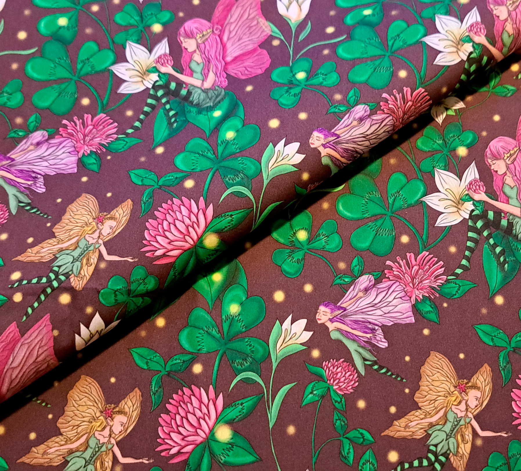 Nouveau – Popeline gots et oeko-tex imprimé en France – Motif Le Jardin des Fées – Fond Violet Nouveau - Popeline gots et oeko-tex imprimé en France - Motif Le Jardin des Fées - Fond Violet – Image 7