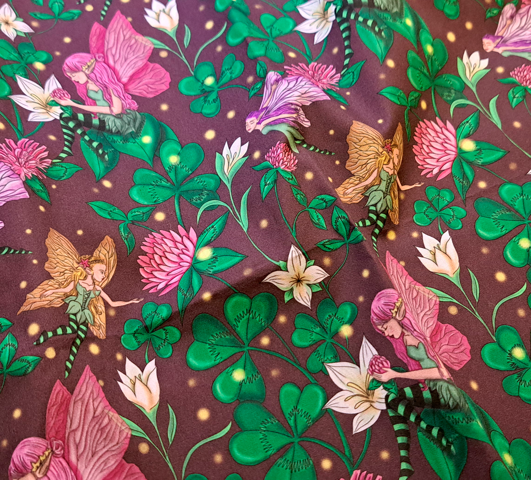 Nouveau – Popeline gots et oeko-tex imprimé en France – Motif Le Jardin des Fées – Fond Violet Nouveau - Popeline gots et oeko-tex imprimé en France - Motif Le Jardin des Fées - Fond Violet – Image 8