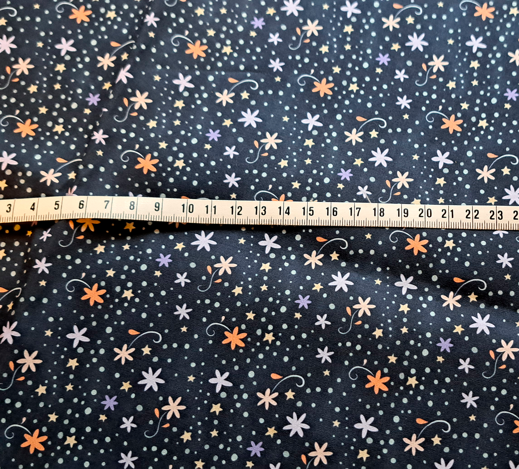 Nouveau – Popeline oeko-tex imprimé en France – Motif Constellations fleuries assorti aux Méduses Stellaires – Fond Marine Nouveau - Popeline oeko-tex imprimé en France - Motif Constellations fleuries assorti aux Méduses Stellaires - Fond Marine – Image 2