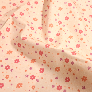 Nouveau – Popeline oeko-tex imprimé en France – Motif fleuri assorti Au coeur de la douceur – Fond Ecru
