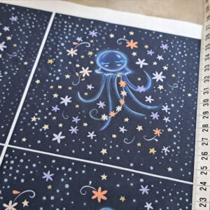 Nouveau – Coupon 12 x 12 cm – Popeline gots et oeko-tex imprimé en France – Méduse Etoilée