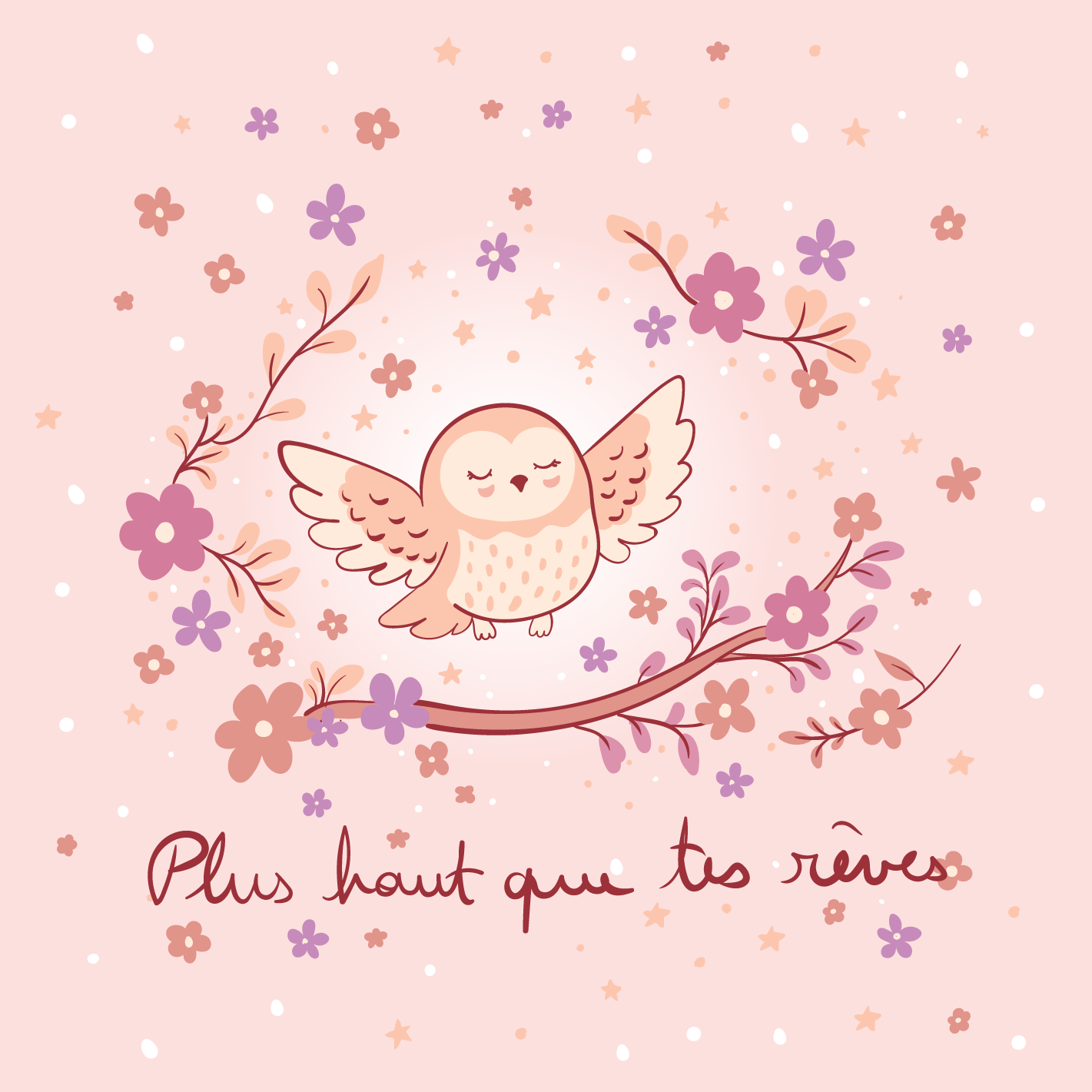 Nouveau – Coupon 12 x 12 cm – Popeline gots et oeko-tex imprimé en France – Plus Haut que tes Rêves – Fond Ecru