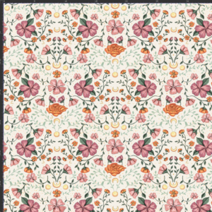 Nouveau – Popeline — Le Bourdon enchanté (version florale) fond écru | Motif poétique et lumineux