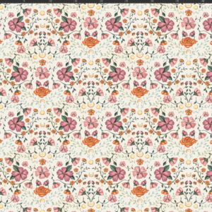 Nouveau – Popeline — Le Bourdon enchanté (version florale) fond écru | Motif poétique et lumineux