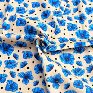 Nouveau – Popeline — Promesse du Geai version Florale – Fond Ecru | Motif estival et lumineux