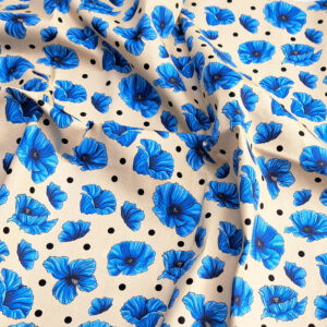 Nouveau – Popeline — Promesse du Geai version Florale – Fond Ecru | Motif estival et lumineux