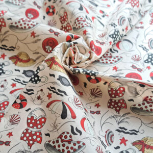 Nouveau – Popeline — Les Etés Insouciants – Rouge | Motif rétro et lumineux