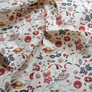 Nouveau – Popeline — Les Etés Insouciants – Rouge | Motif rétro et lumineux