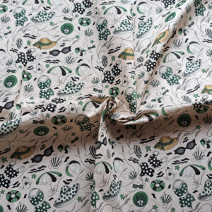 Nouveau – Popeline — Les Etés Insouciants – Vert | Motif rétro et lumineux